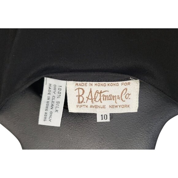 Vintage 1970s B. Altman Black Silk Midi Dress - Picture 12 of 13